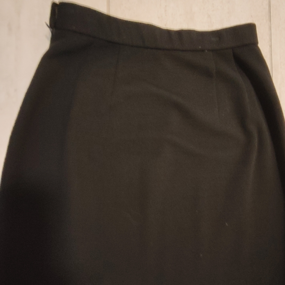 Donna Karan NEW York Vintage Black Wool Midi Skirt 12 Slit Union Made Slit - Picture 3 of 10